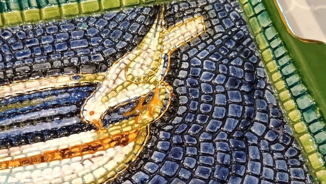 美品✨️Ravenna✿ラヴェンナ　モザイクプレート　イタリア製　鳩と水盤柄