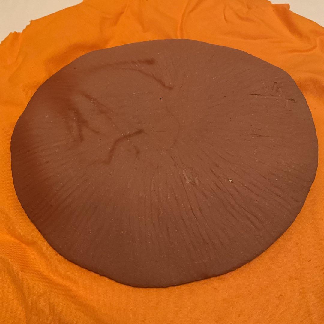 備前叩き丸皿　　輝作　　(即購入可能)