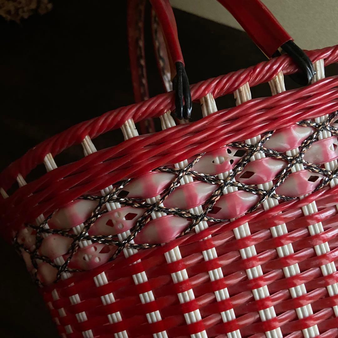 昭和レトロ　買い物かご　小物入れ　当時物