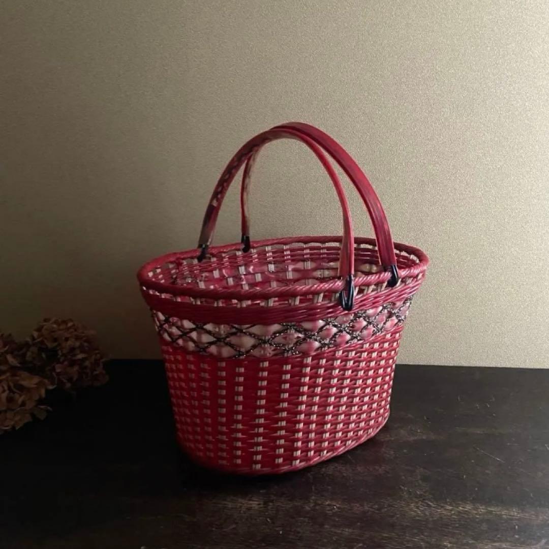 昭和レトロ　買い物かご　小物入れ　当時物