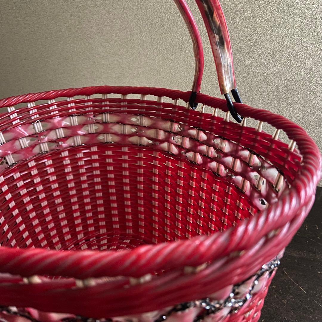 昭和レトロ　買い物かご　小物入れ　当時物