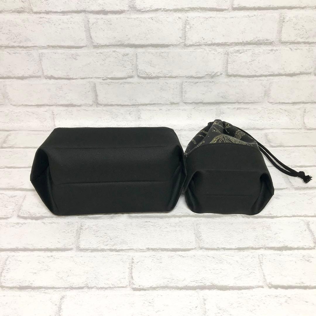 ＊化石(ダークカーキ)×黒　入園入学グッズ5点セット/裏地キルティング