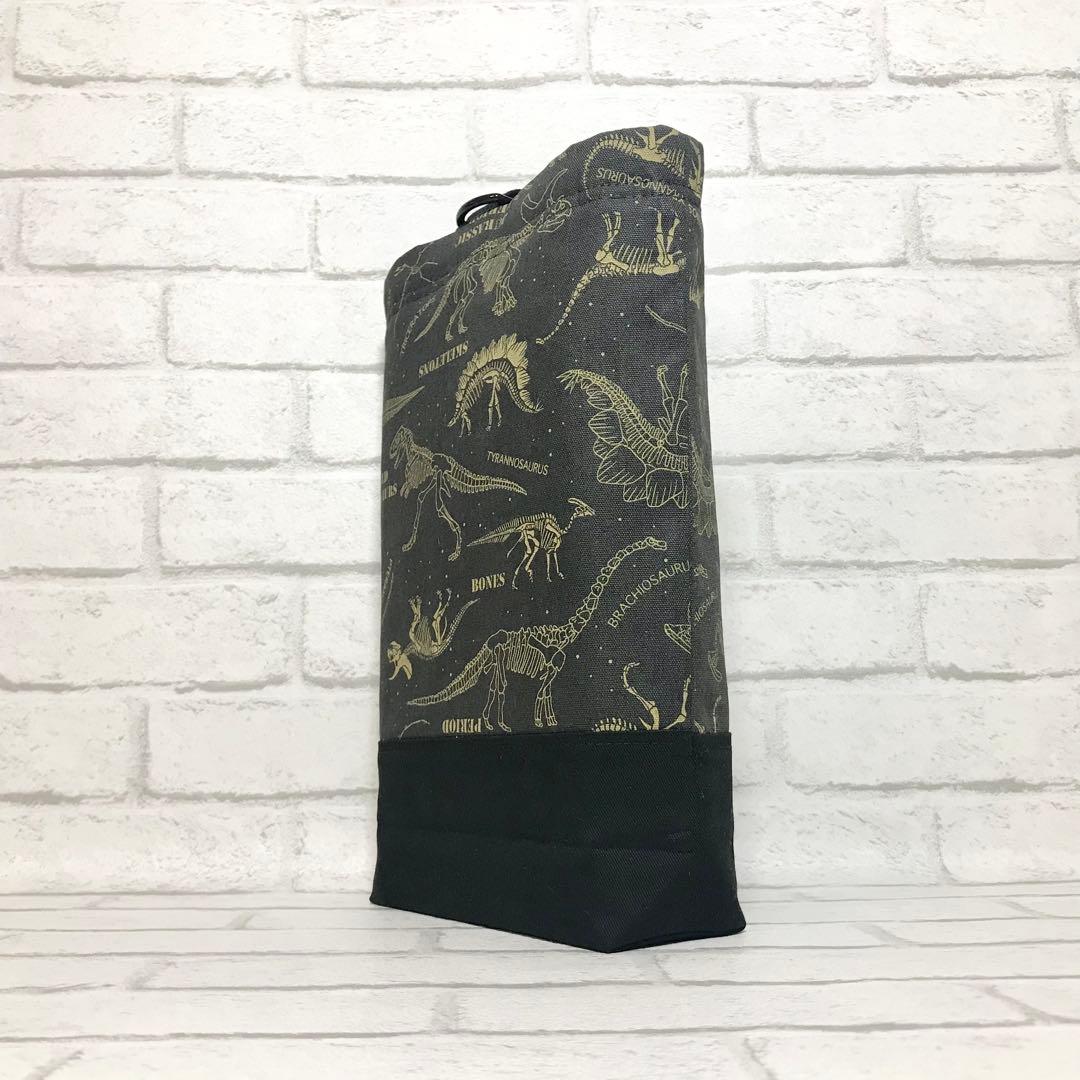 ＊化石(ダークカーキ)×黒　入園入学グッズ5点セット/裏地キルティング