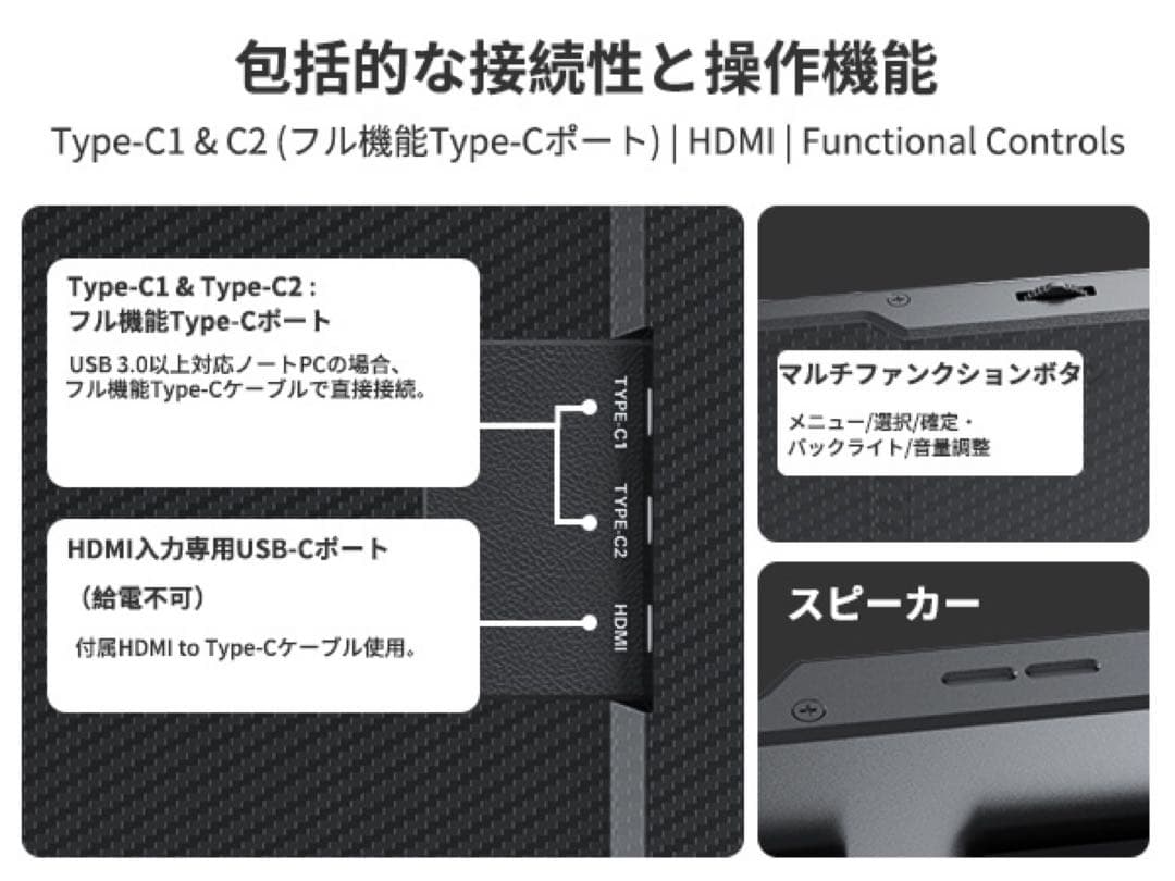ポータブルモニター 14インチ デュアルモニター ノートパソコンディスプレイ