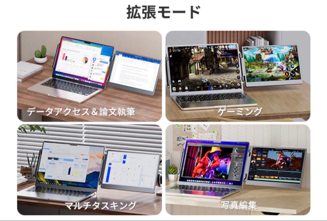 ポータブルモニター 14インチ デュアルモニター ノートパソコンディスプレイ