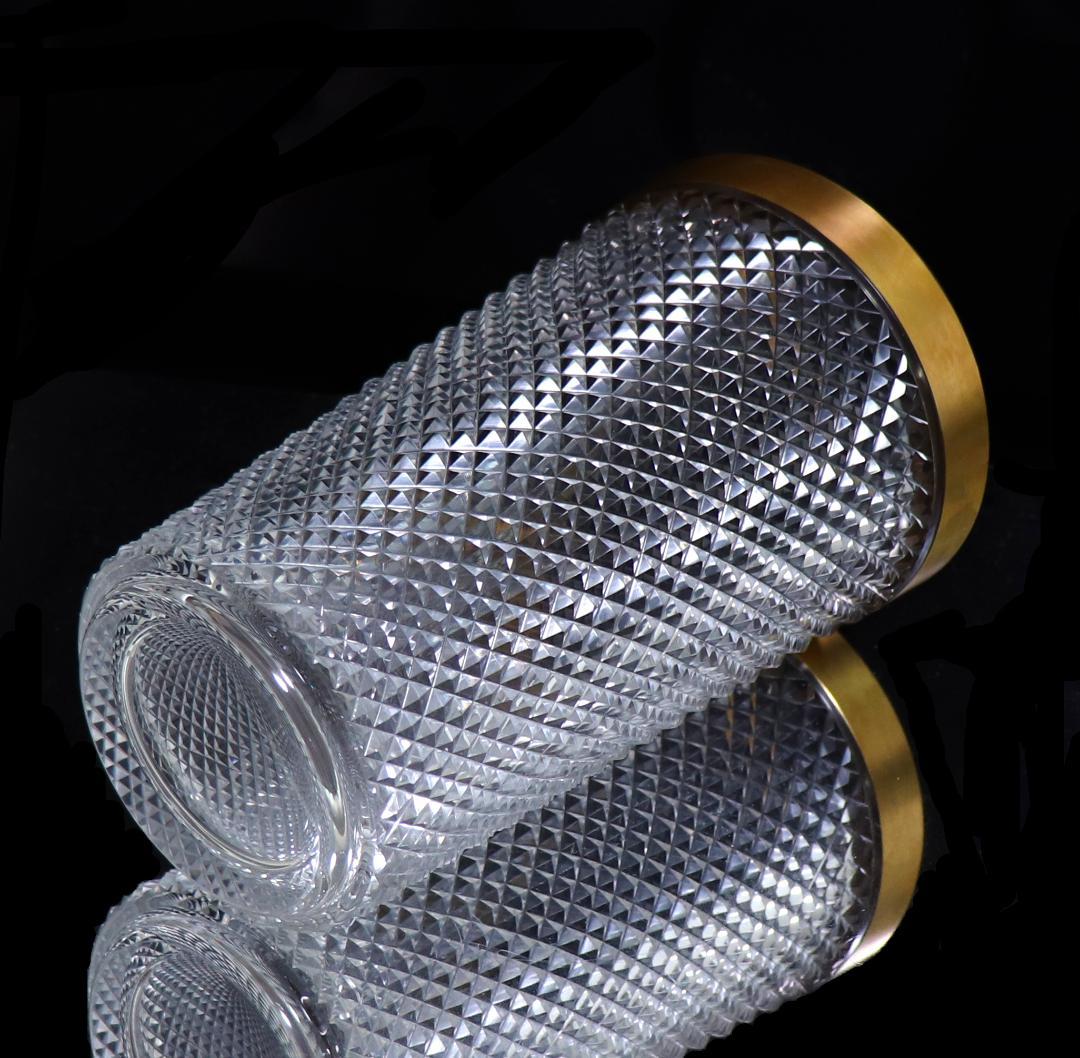 オールド・バカラ 1880年頃 切子装飾金縁大型壺21cm花瓶ギヤマンディアマン