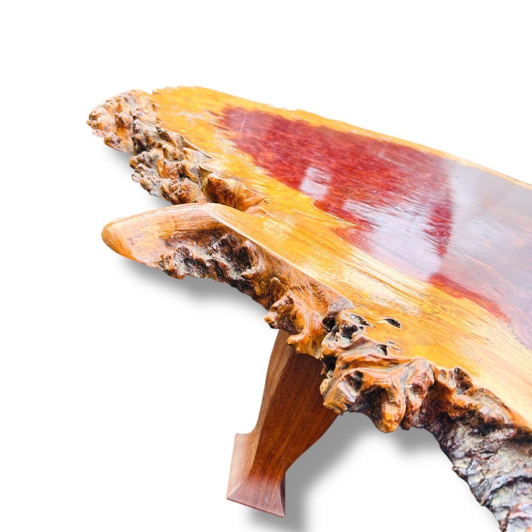 【超希少品】高級 花梨 瘤杢 座卓 一枚板 天然木 艶 光沢 ローテーブル