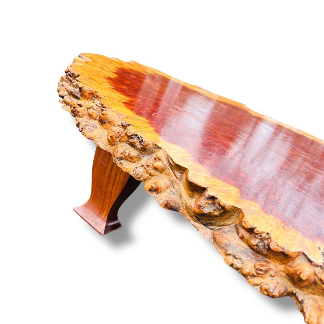 【超希少品】高級 花梨 瘤杢 座卓 一枚板 天然木 艶 光沢 ローテーブル