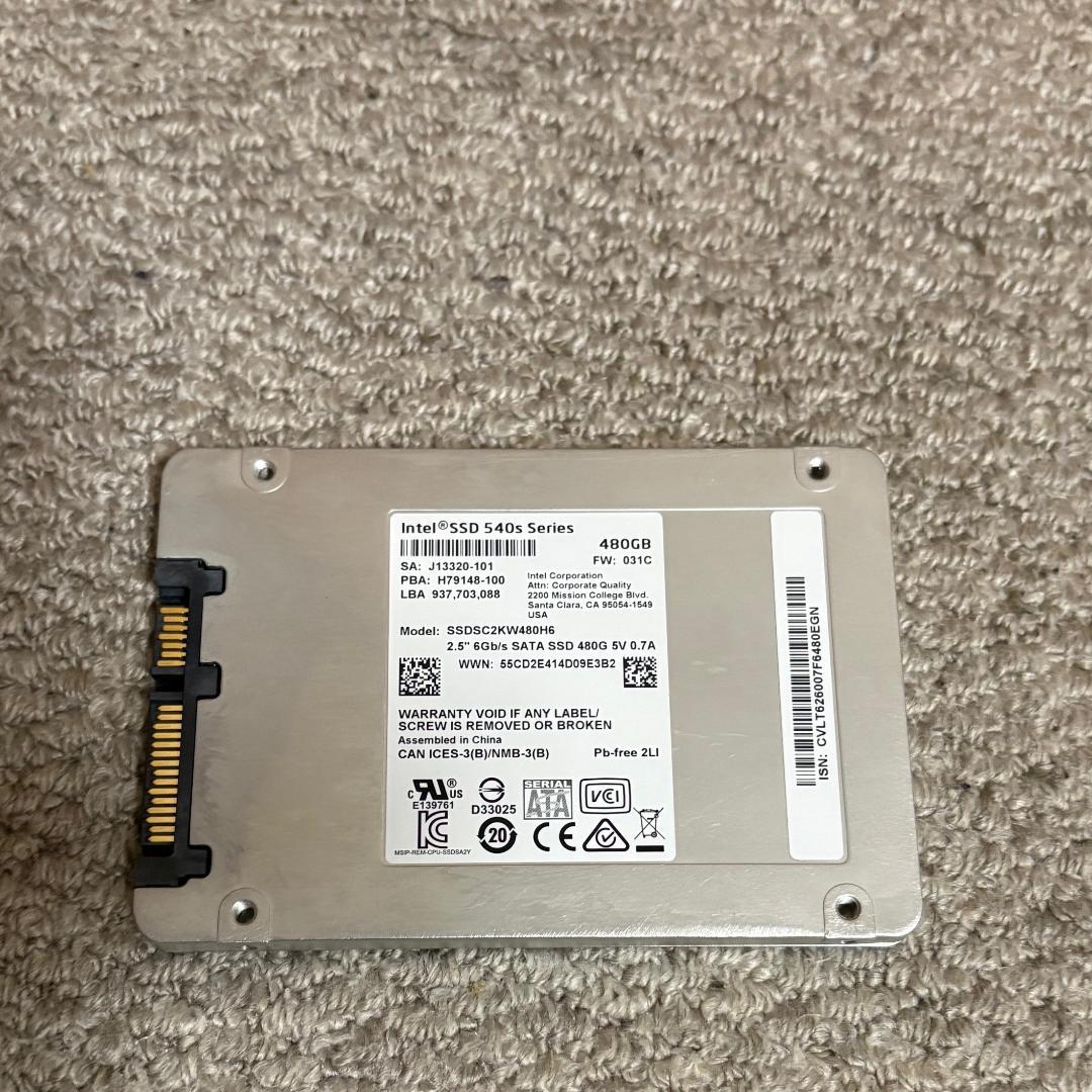 Intel SSD 540s 480GB 2.5インチ（中古品）