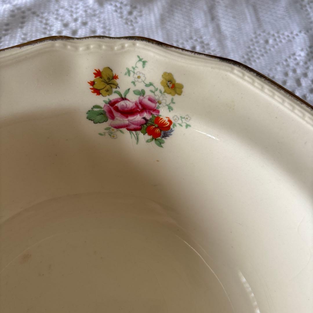 イギリスアンティーク Alfred Meakin バラ柄 ボウル２４cm