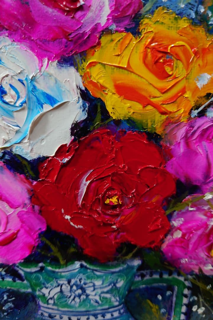 清水 亟典 「薔薇」真作 絵画 油絵 油彩 真作