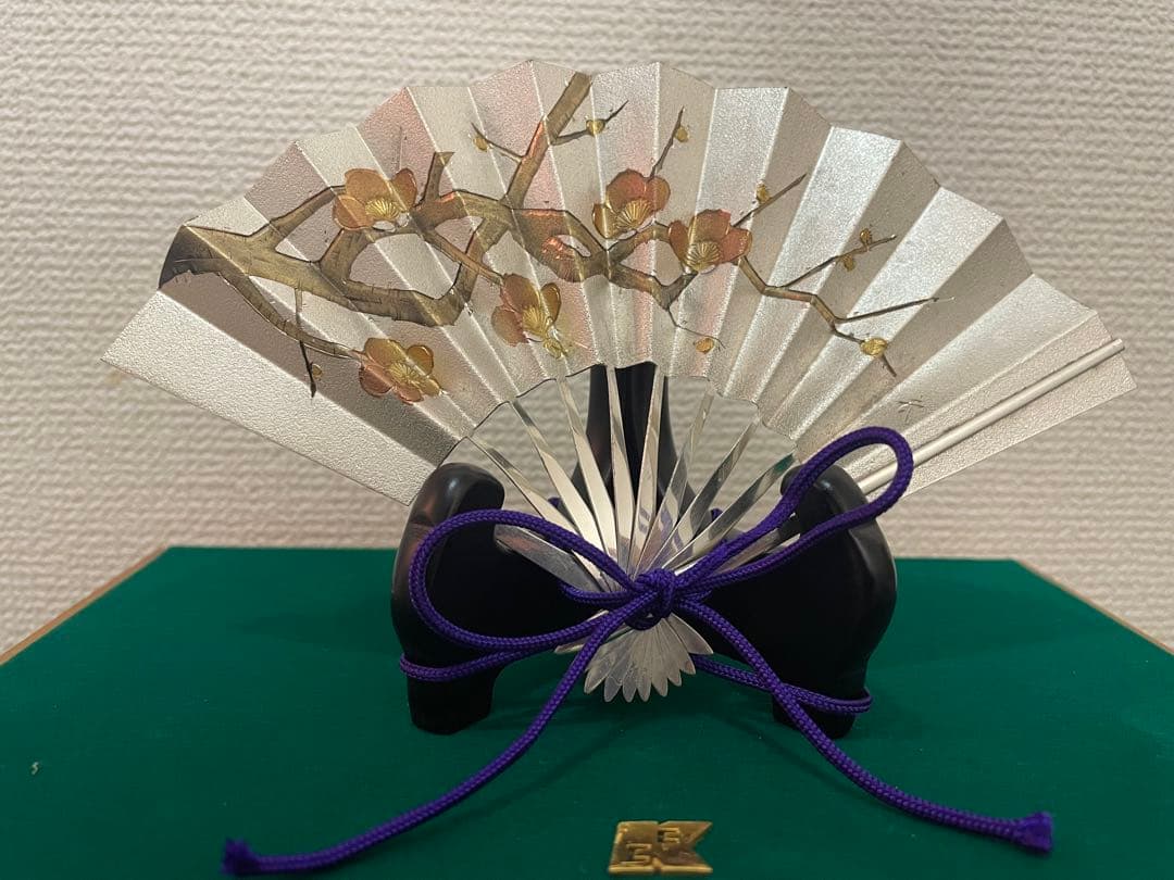 純銀仕上 飾り扇 金属工芸 秀雄作 シルバー 銀