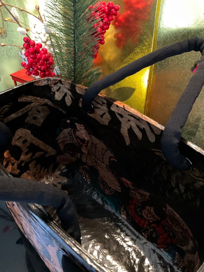 一閑張り　一閑張りバッグ　古文書　着物　浮世絵　歌川国芳　相馬の古内裏