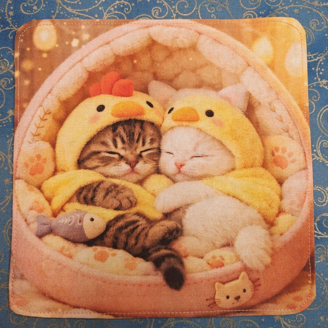 ご確認用　＊Cherry＊　ハンカチ　ねこちゃん柄　ハンドメイド3/9