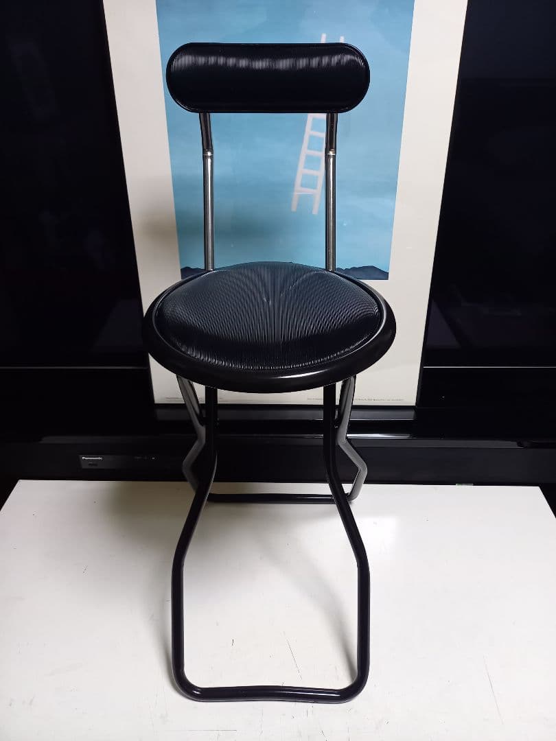 1980's　日本製　スペースエイジ　インダストリアル　ストライプ　ハイチェア