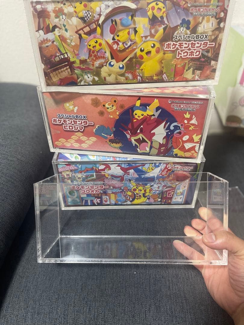 ポケモンカードBOX用 アクリル保護ケース トウホク ヒロシマ フクオカ 3個