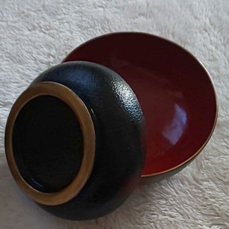 骨董ふた付き漆器鉢（２個セット）