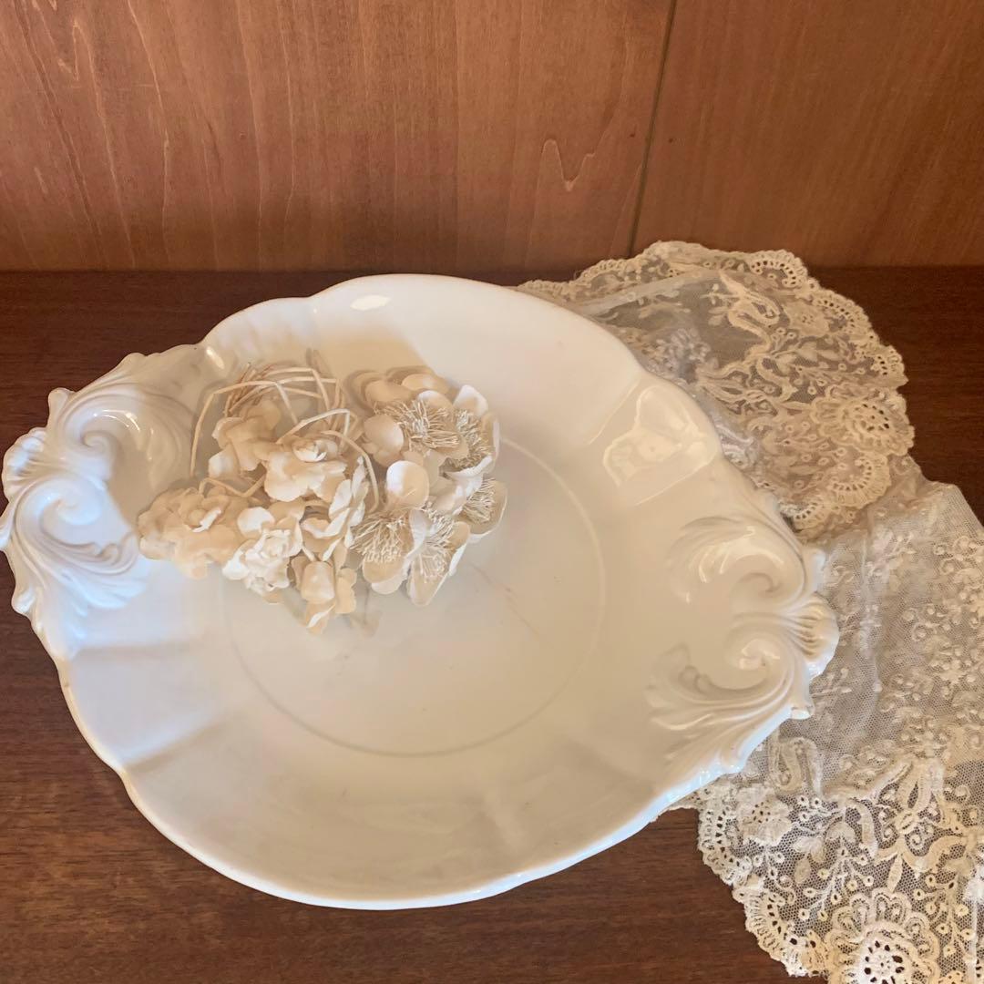 フランス　アンティーク　Niderviller レリーフ　高台皿　culnoir