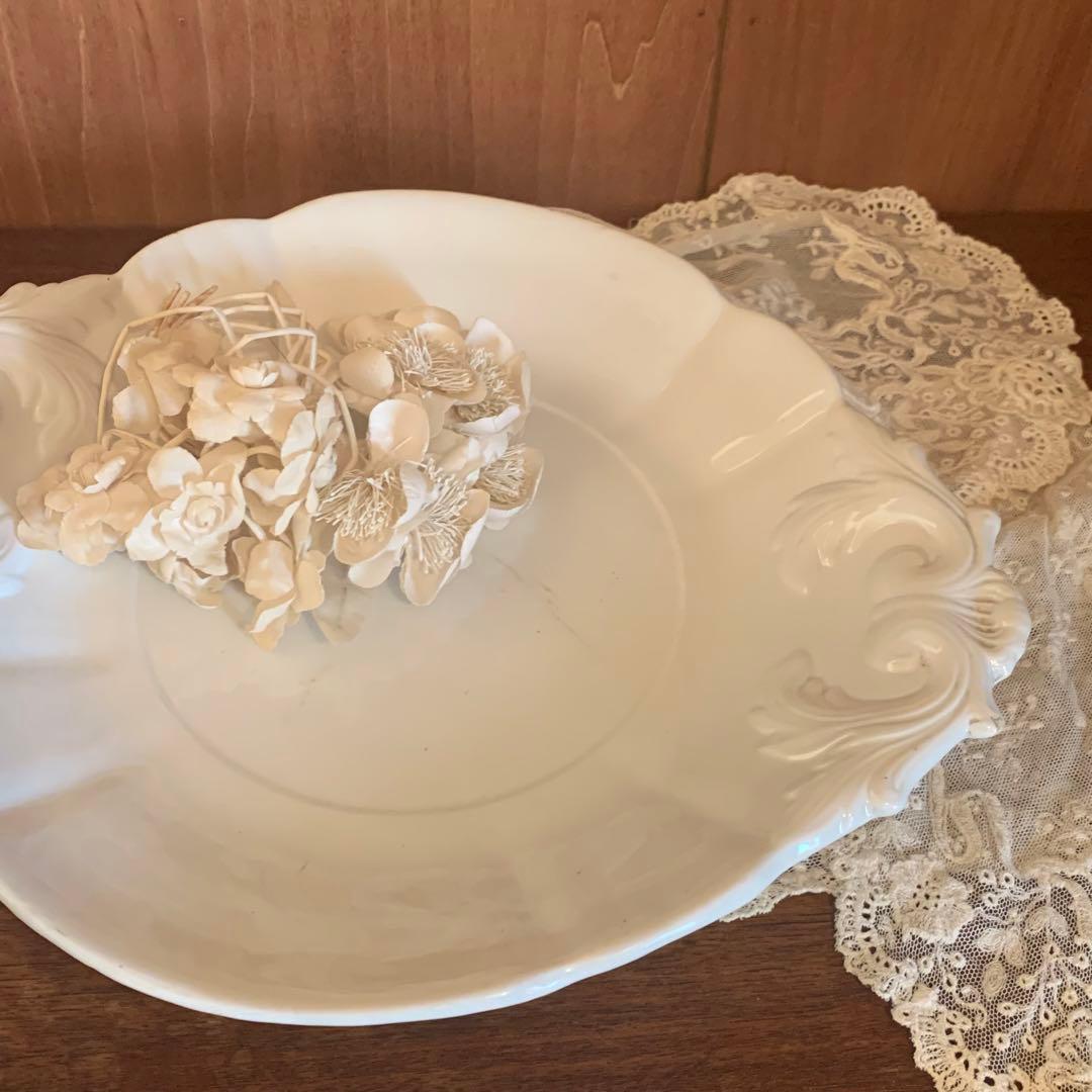 フランス　アンティーク　Niderviller レリーフ　高台皿　culnoir