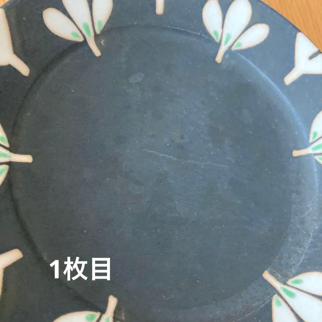 作家もの　庄田春海 さん　黒みつば　ケーキ皿　5枚セット