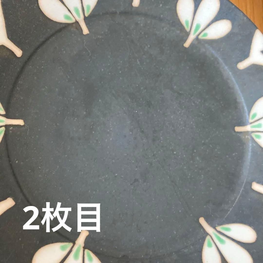 作家もの　庄田春海 さん　黒みつば　ケーキ皿　5枚セット