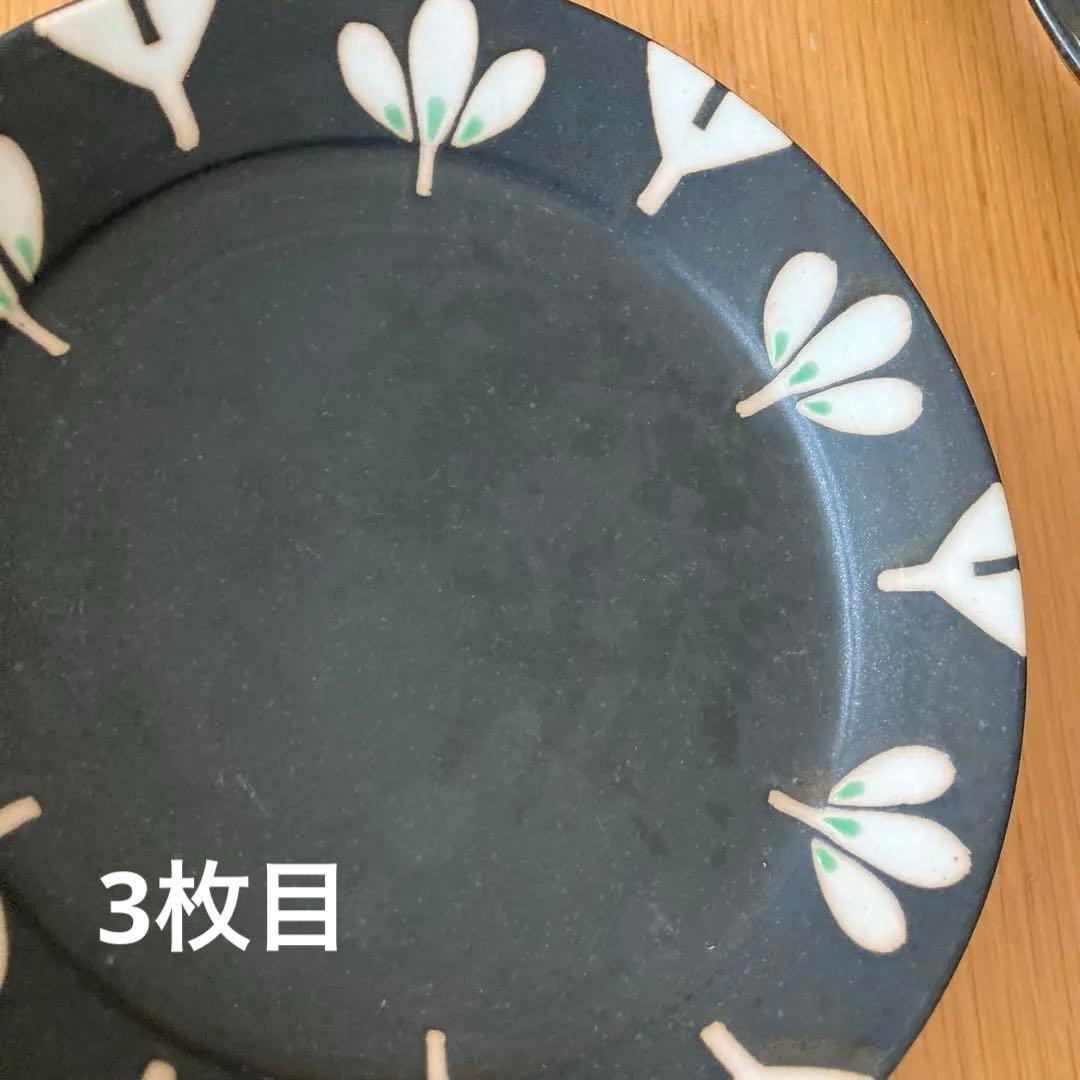 作家もの　庄田春海 さん　黒みつば　ケーキ皿　5枚セット