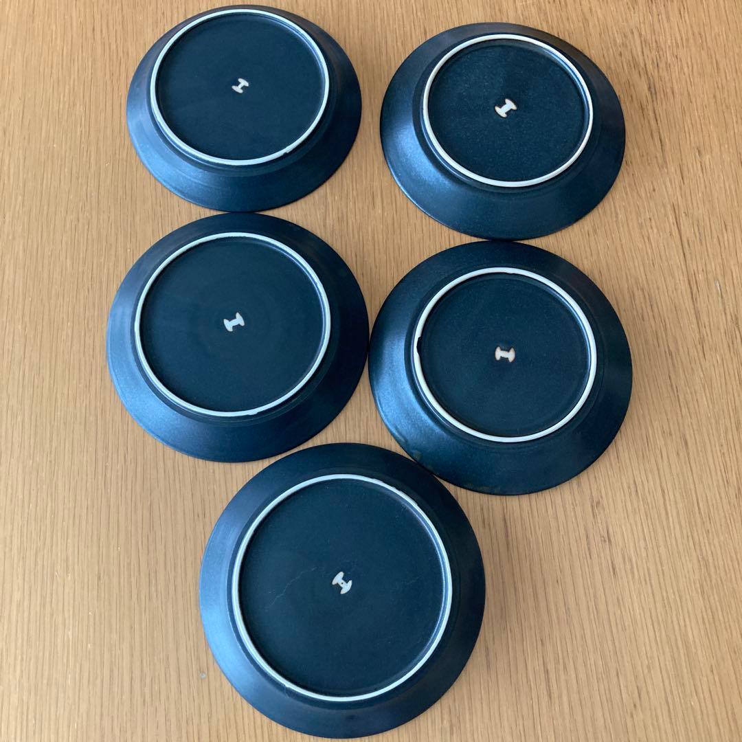 作家もの　庄田春海 さん　黒みつば　ケーキ皿　5枚セット