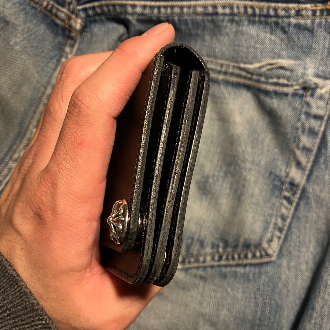 お札が折れない！ミドルトラッカーウォレット クロスボールコンチョ シルバー925