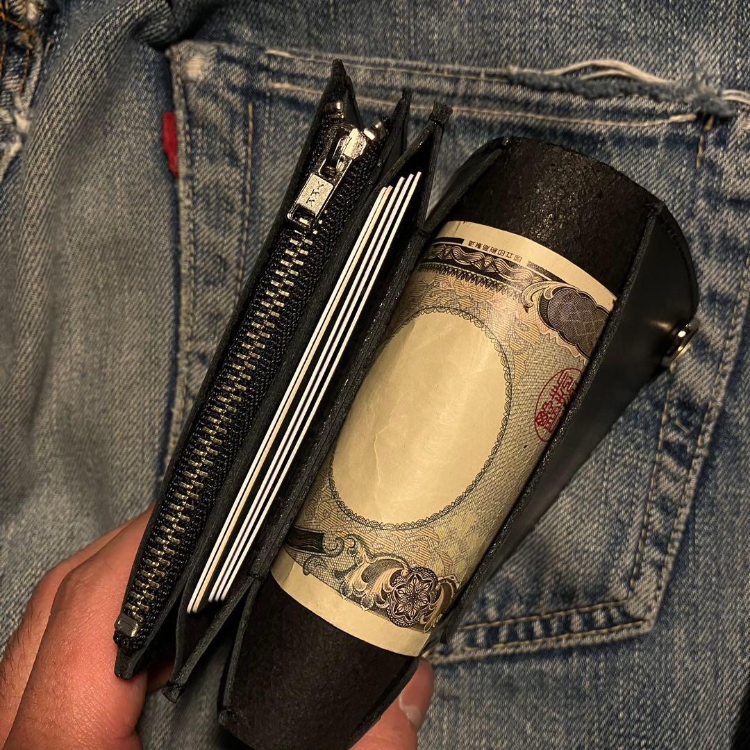 お札が折れない！ミドルトラッカーウォレット クロスボールコンチョ シルバー925