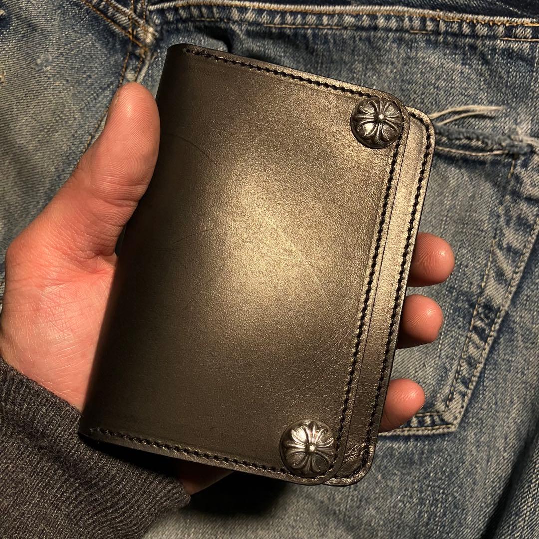 お札が折れない！ミドルトラッカーウォレット クロスボールコンチョ シルバー925