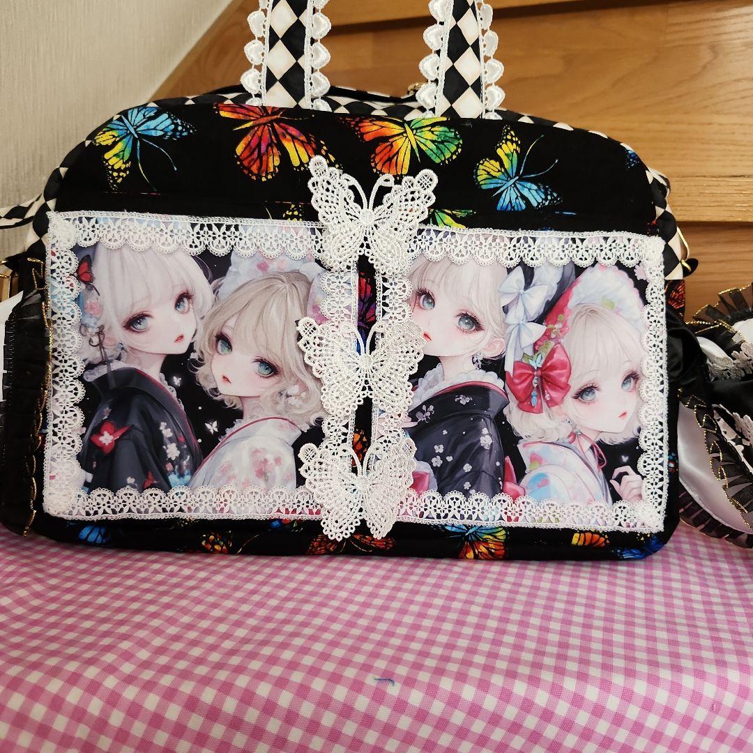 ハンドメイド、ボストン型トートバッグ