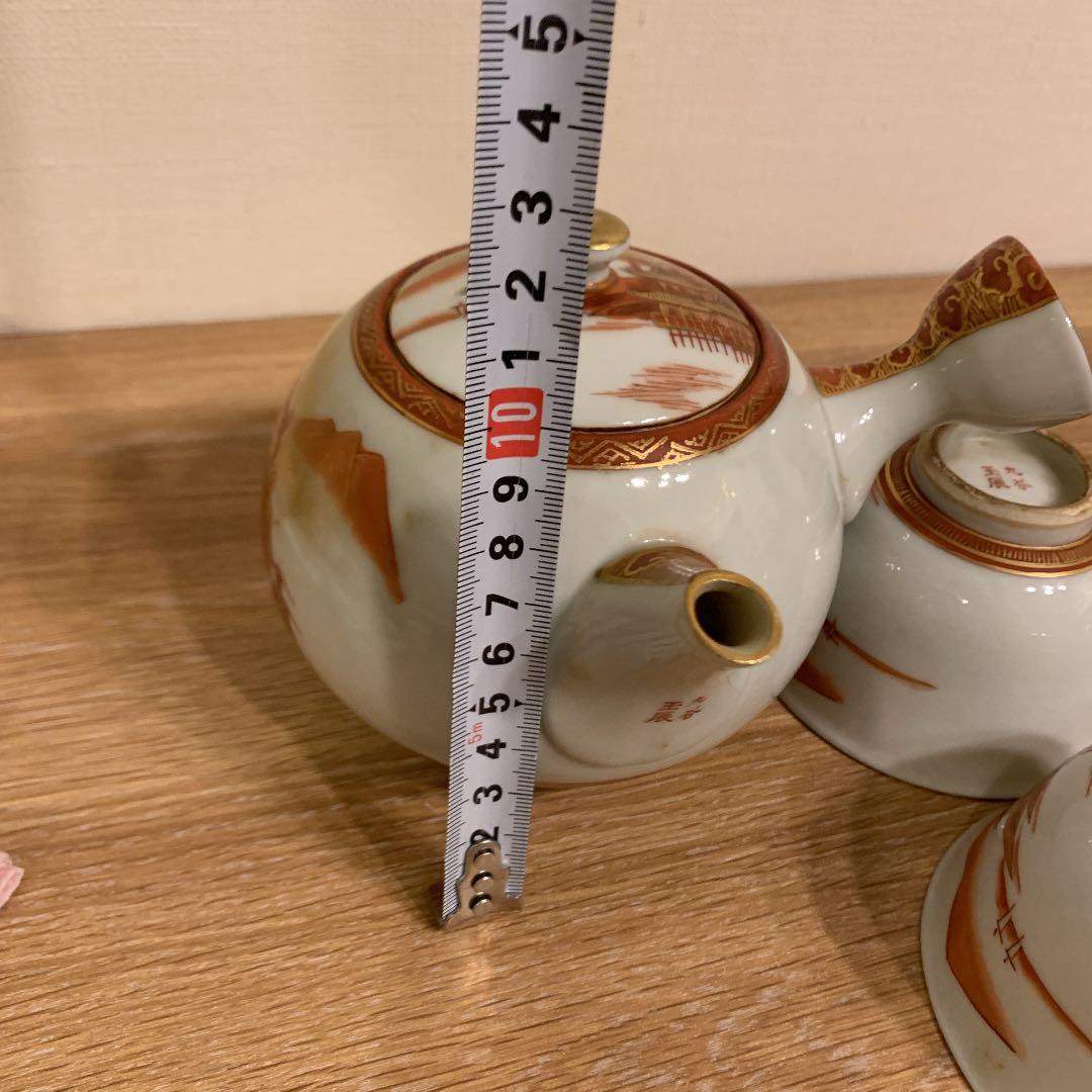 九谷焼　極密画　赤絵　急須　アンティーク