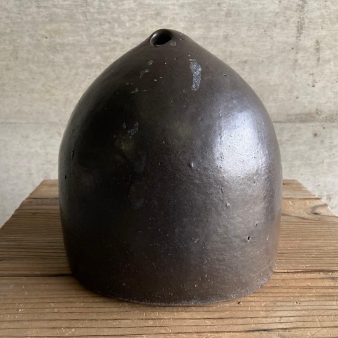 古い猫火鉢 行火 香炉 花器 釣鐘型 兜型 置物 オブジェ 陶器 古道具 レトロ