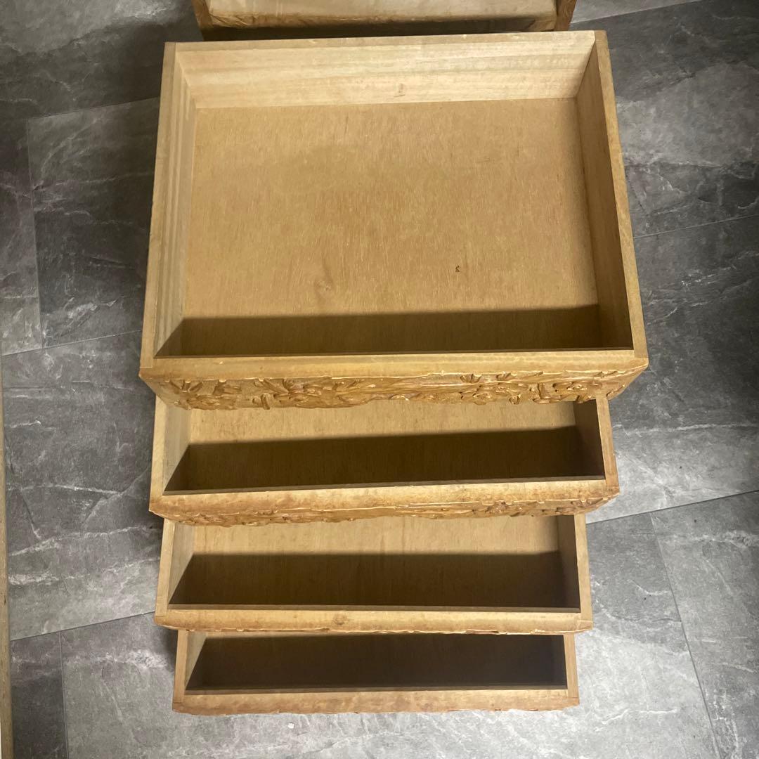 伝統工芸 軽井沢彫 花文 梅 5段 小引き出し 抽斗 最終値下げ早い者勝ちです