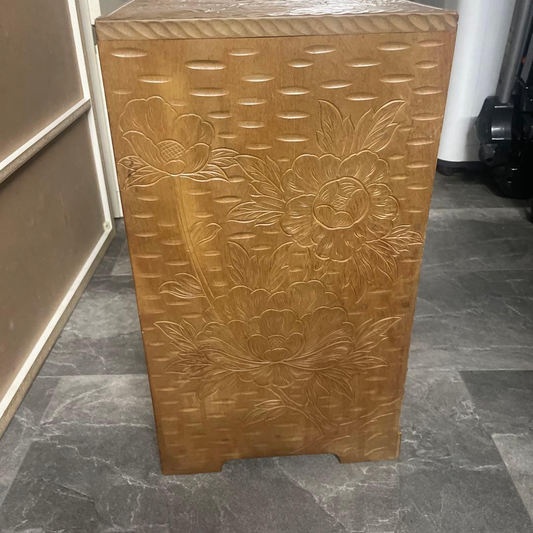 伝統工芸 軽井沢彫 花文 梅 5段 小引き出し 抽斗 最終値下げ早い者勝ちです