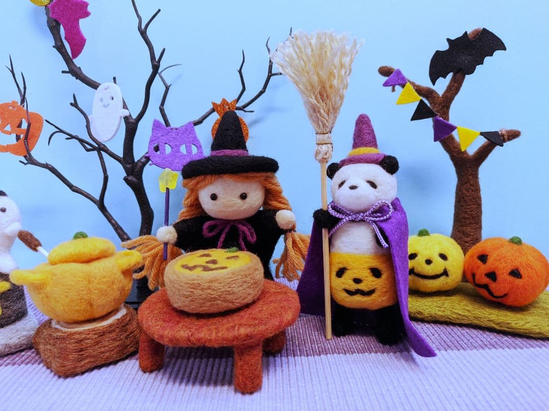 羊毛フェルト ハロウィンパーティー 作品