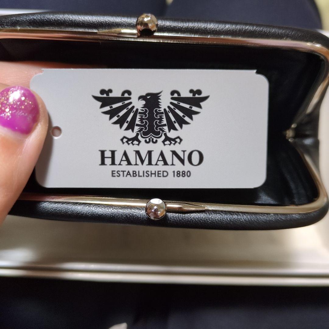 HAMANO 濱野皮革工藝 ブラックレザーがま口 財布