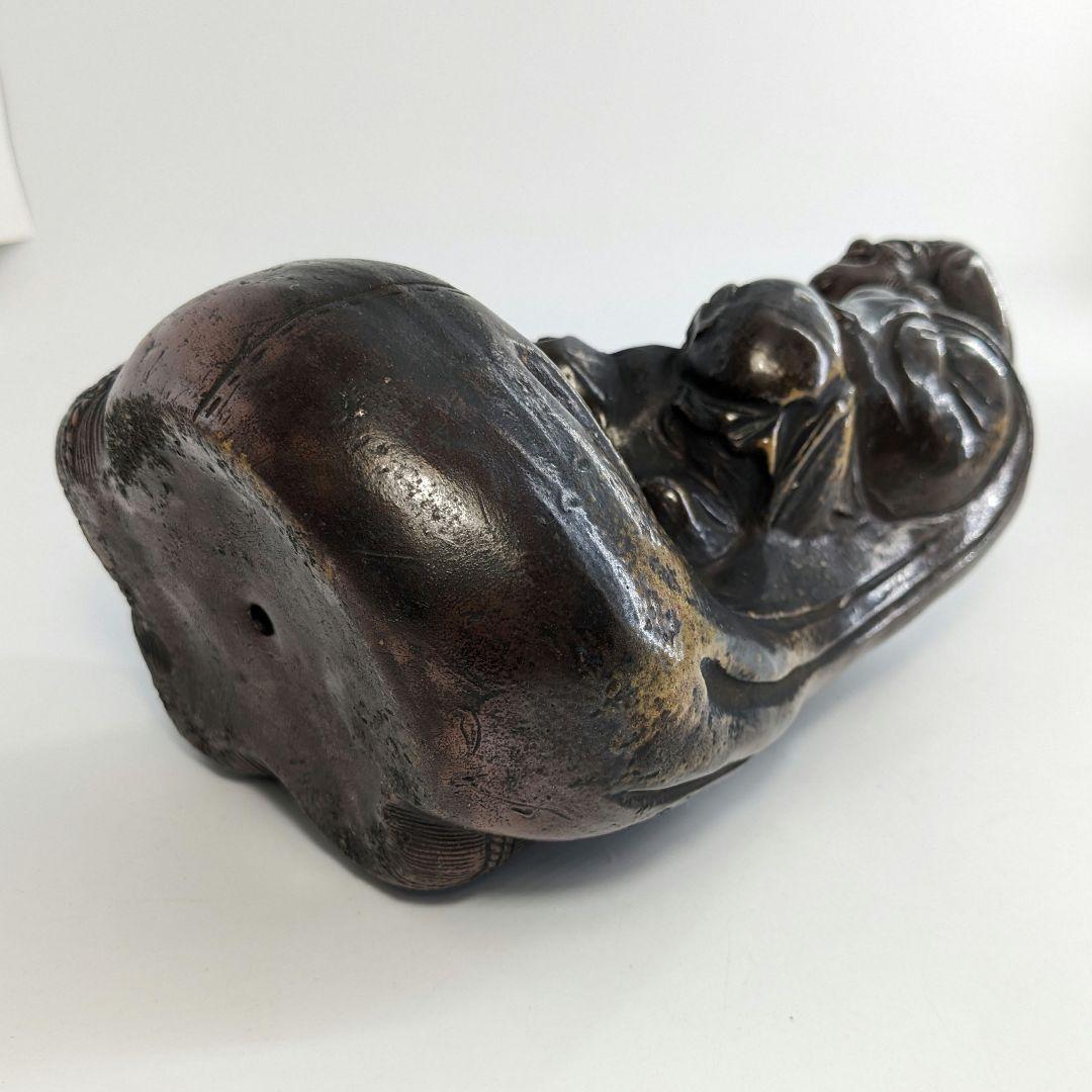 明治～昭和初期 備前焼 大黒天像 置物 七福神 打ち出の小槌 縁起物 工芸品