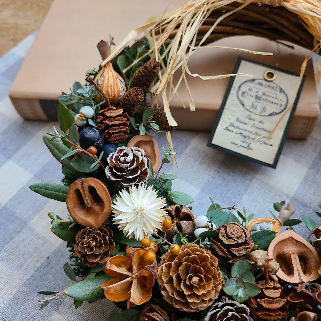 【存在感たっぷり】木の実とユーカリのナチュラルリース＊ボタニカル