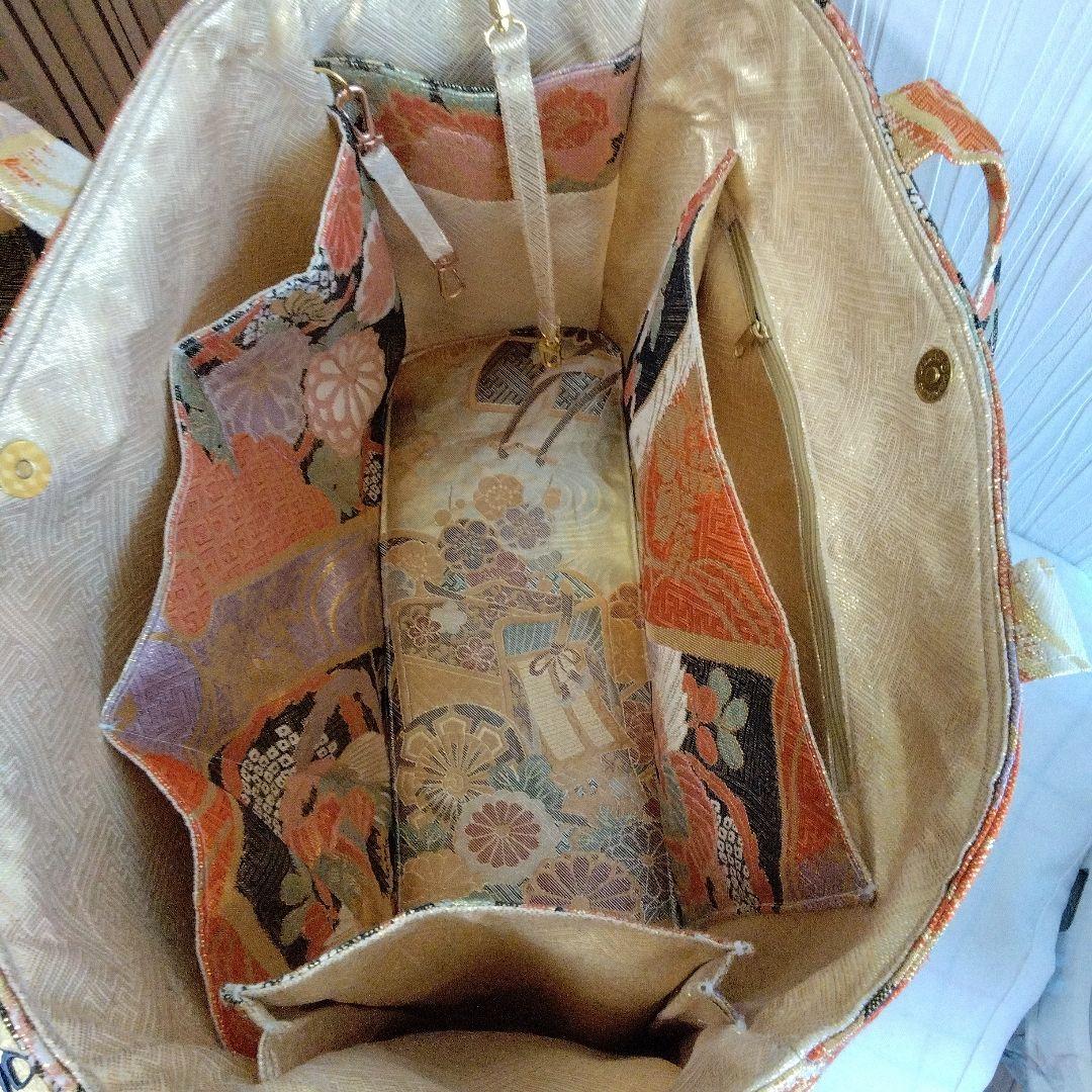 Atelier Aquaページ 特大トートバッグ正絹佐賀錦袋帯リメイク