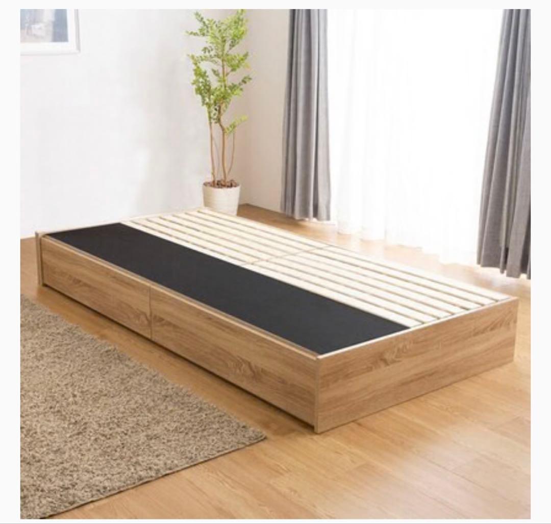 【美品】ニトリ 収納付きベッドフレーム シングル ナチュラル 引き取り歓迎