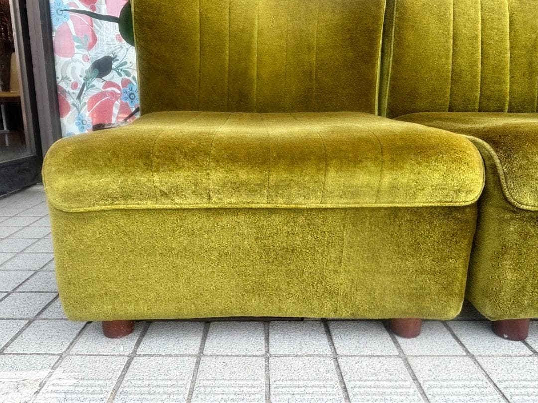 引取限定 レトロモダン 昭和 二人掛け 2シーターソファ 喫茶店