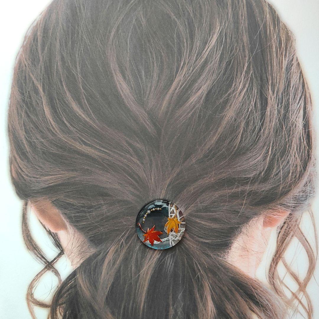 【671】ハンドメイド　レジン　ヘアゴム　ポニーフック　手描き