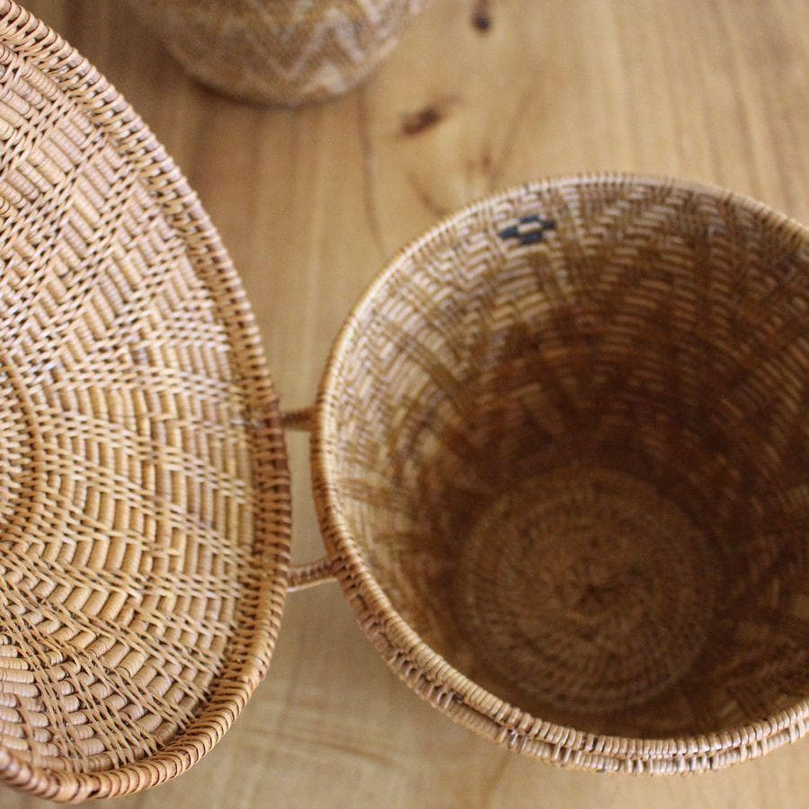 在庫セール ２個セット アタ 伝統工芸 アタ製品 蓋つき つぼ型 バスケット