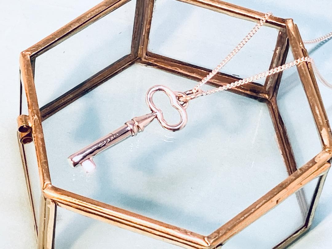 手書きアラビア文字刻印 パレスチナの鍵ペンダント＆喜平チェーン40ｃｍ付