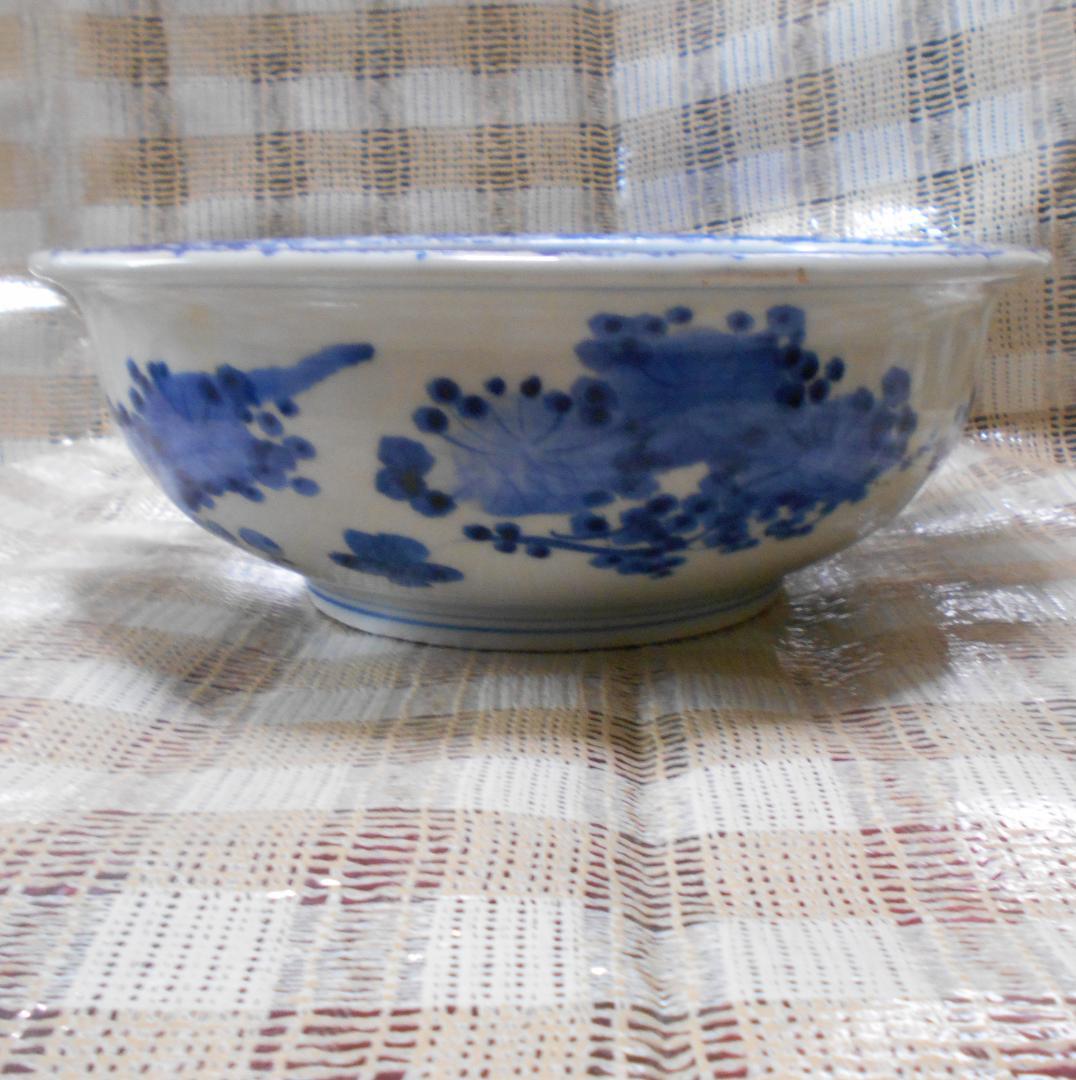 【大戦中疎開品】アンティーク九谷 大鉢 直径約25㎝ 昭和初期以前