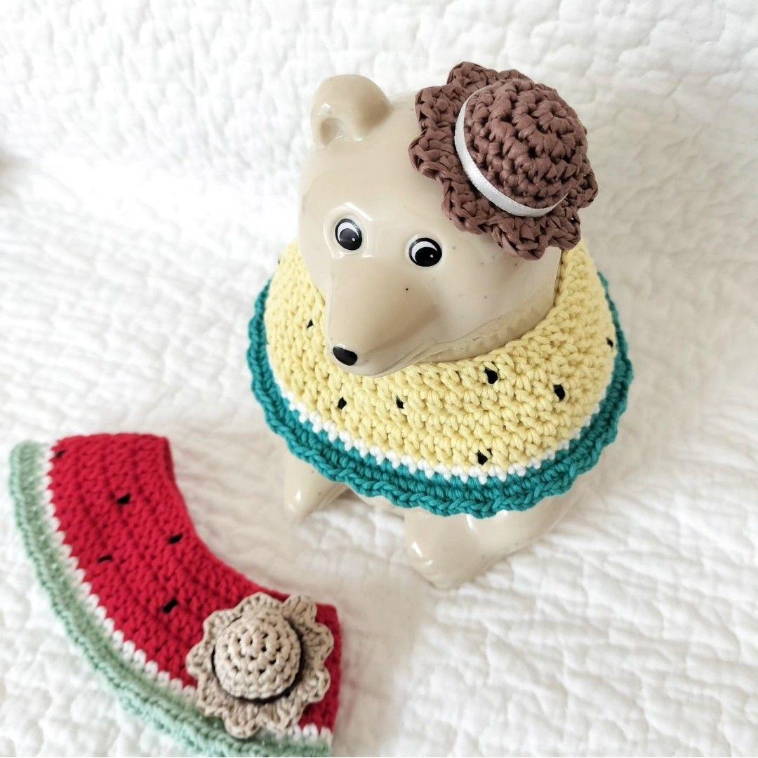 しろくま貯金箱＊スイカのお洋服~黄スイカ~