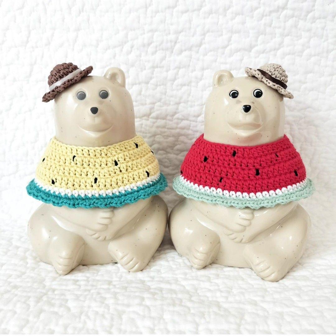 しろくま貯金箱＊スイカのお洋服~黄スイカ~