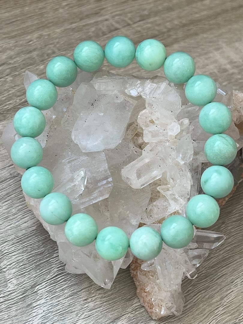 天然石ブレスレット☆高品質！クリソプレーズ１０ｍｍ後半☆癒しカラーが美しい！