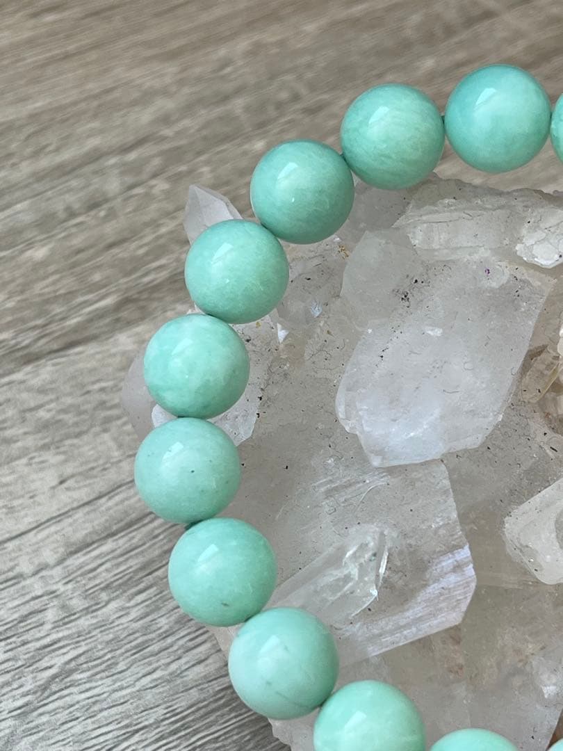 天然石ブレスレット☆高品質！クリソプレーズ１０ｍｍ後半☆癒しカラーが美しい！